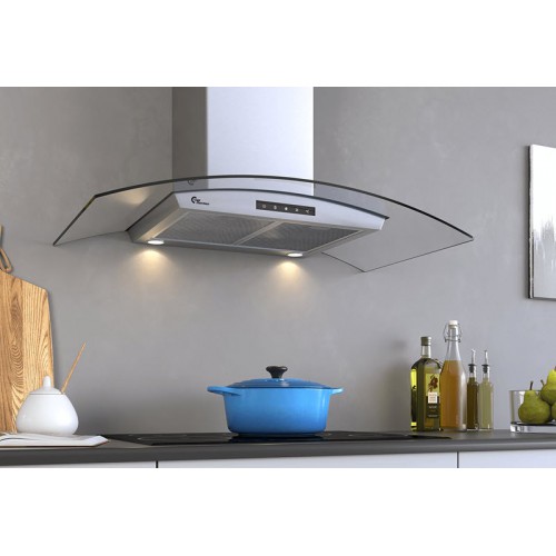 Wall mounted cooker hoods Derby glassstainless steel